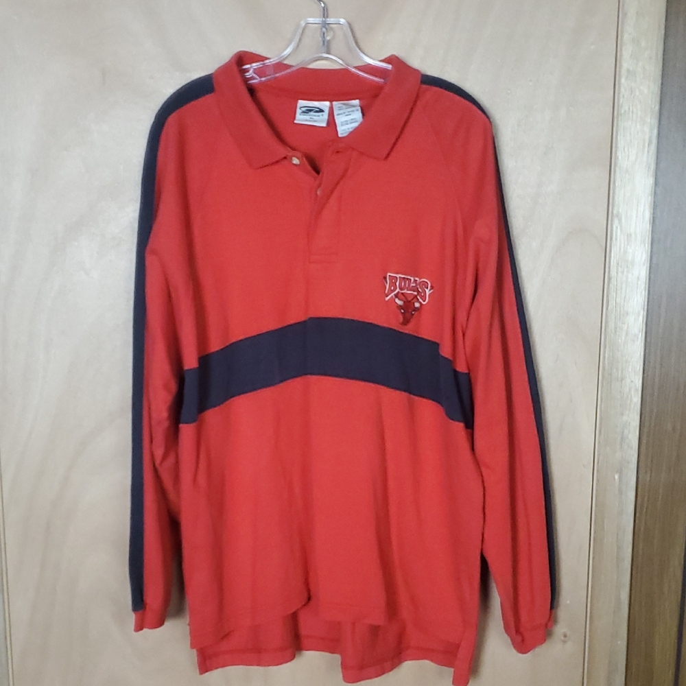 Vintage Chicago Bulls Pro Edge Longsleeve Polo Shirt Size XL